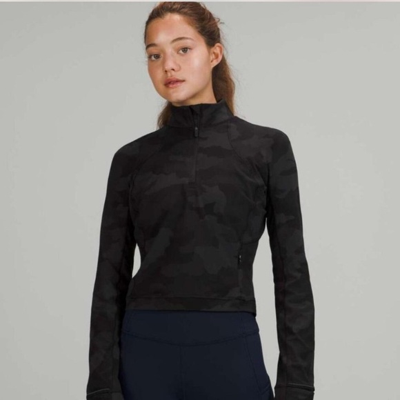 Lululemon Its Rulu Run Cropped Half-Zip Heritage 365 Camo Deep Coal Multi Size 6 - Picture 1 of 6